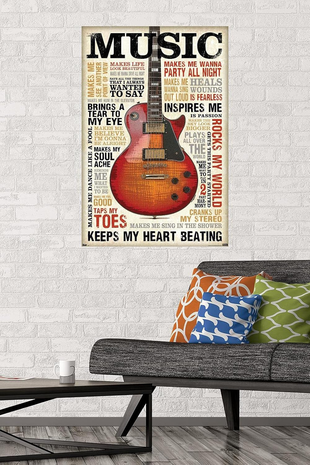 Music Inspires Me Wall Poster, 22.375" X 34", Premium Unframed Version