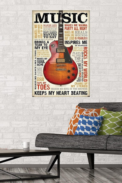 Music Inspires Me Wall Poster, 22.375" X 34", Premium Unframed Version