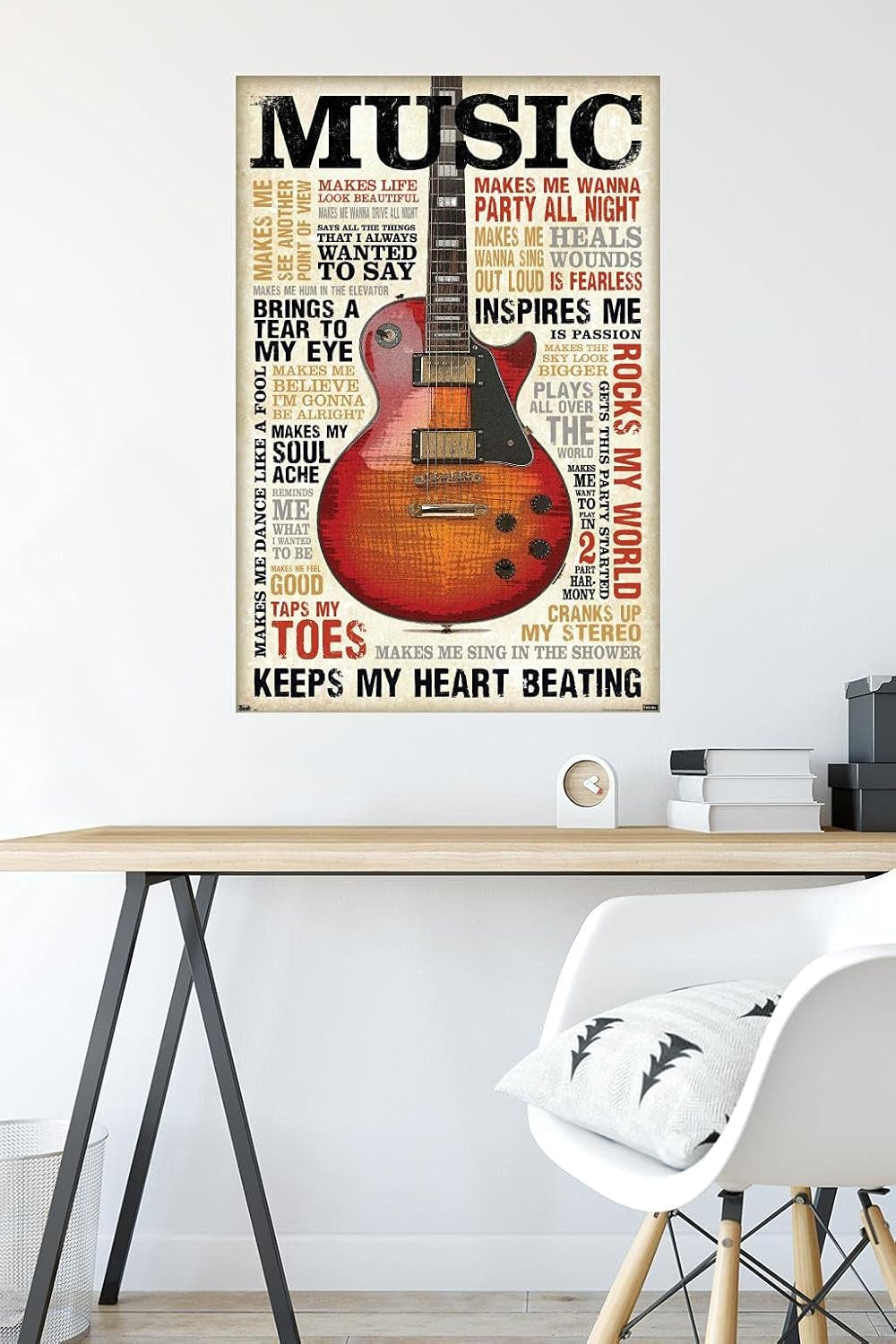 Music Inspires Me Wall Poster, 22.375" X 34", Premium Unframed Version